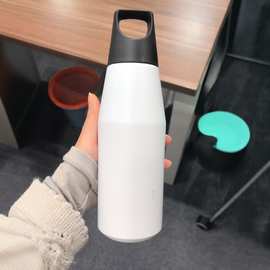 定制批发跨境美式小口提手瓶单层大容量不锈钢水壶户外便携水杯