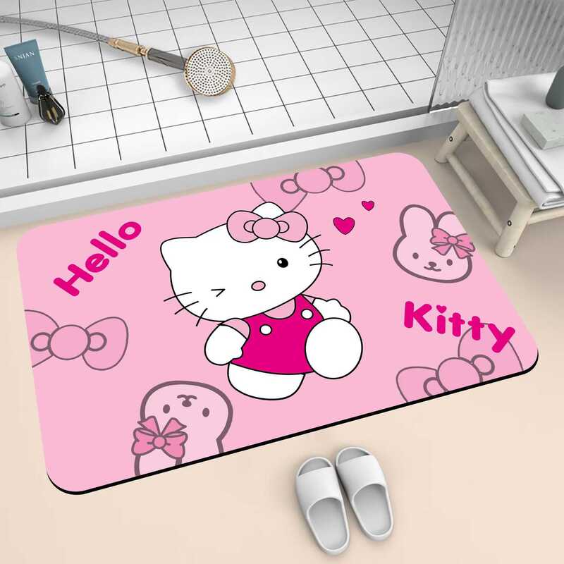 HelloKitty卡通硅藻泥地垫浴室吸水防滑脚垫卫生间耐脏易打理地垫|undefined