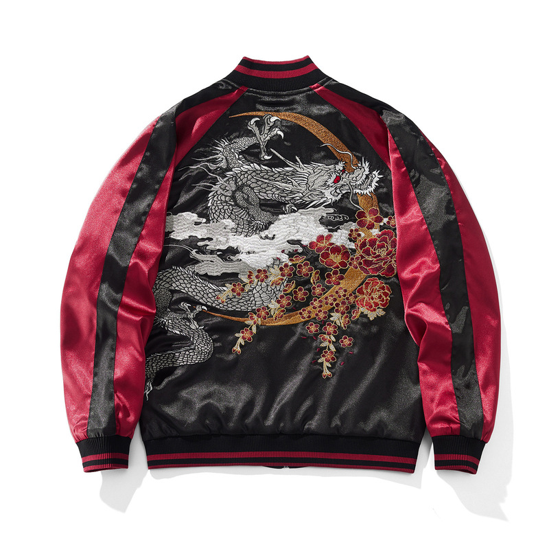 Yokosuka Embroidered Jacket Sukajan Baseball Jacket Satin Personalized Dragon Chinese Style National Trend 2025 Autumn Yokosuka Embroidered Jacket Sukajan Baseball Jacket Satin Personalized Dragon Chinese Style National Trend 2025 Autumn