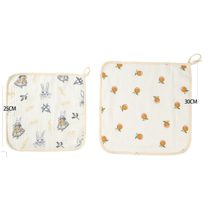 Многослойное детское полотенце из креповой шестислойной марли, 100% хлопок, с принтом, для лица, с креплением на петле, впитывающее, маленькое квадратное, оптом