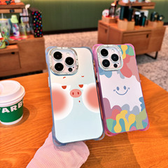 塗鴉笑臉適用蘋果15Promax手機殼iphone14plus/13防摔12四角IMD11