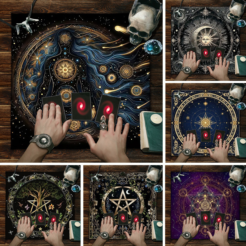 Tarot Tablecloth Geometric Moon Phases Sun Tablecloth 50X50Cm Tarot Tablecloth Geometric Moon Phases Sun Tablecloth 50X50Cm