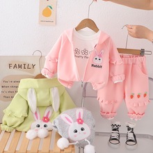 女童秋装萝卜兔长袖套装2025新款衣服婴儿季三件套潮童装批发
