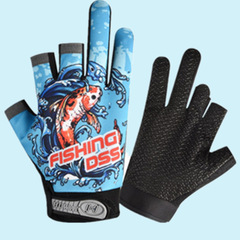Exposed three-finger gloves, ice silk sunshade, high-elastic half-finger gloves, men's and women's sports cycling new outdoor fishing gloves