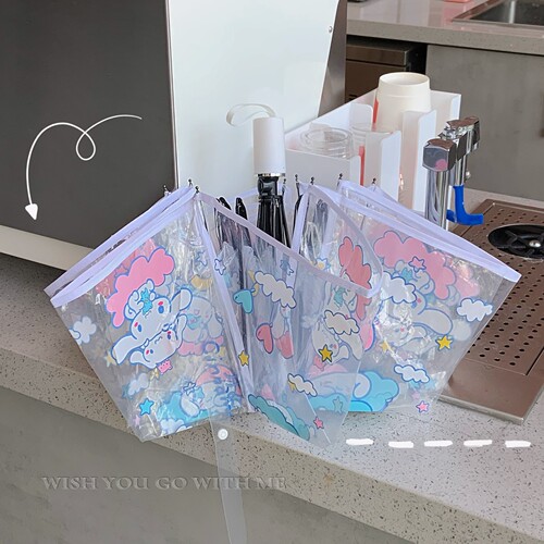 Wholesale Japanese cartoon secondary transparent automatic umbrella internet celebrity fear dog strawberry bear cinnamon dog folding umbrella