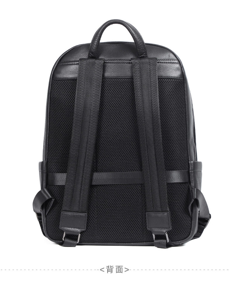 Ba lô da bò lớp đầu cho nam, kiểu dáng tối giản, đa chức năng, ngăn laptop 15 inch — Màu đen chi tiết 16