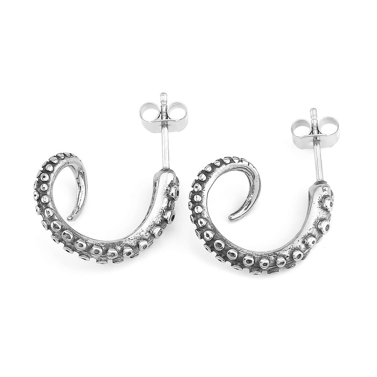 Cross-border Hot-selling Stainless Earrings, European American Octopus Foot Studs, Vintage Punk Titanium Steel Earrings_voghion.com