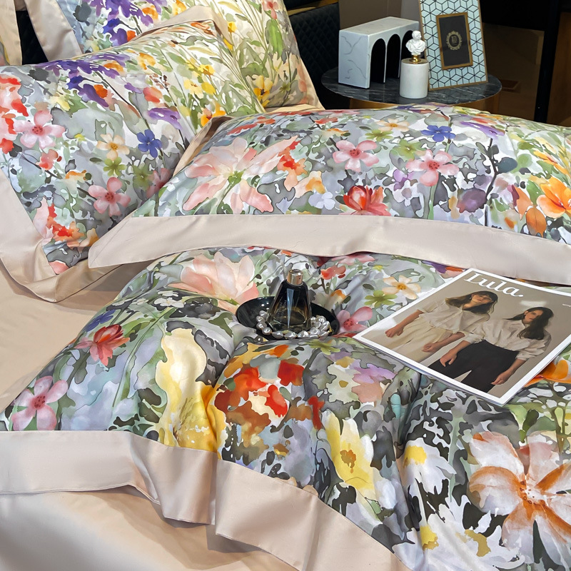Set copripiumino in cotone raso elegante completo letto_voghion.com