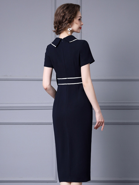 Bow design high waisted commuting slit wrap hip skirt for summer