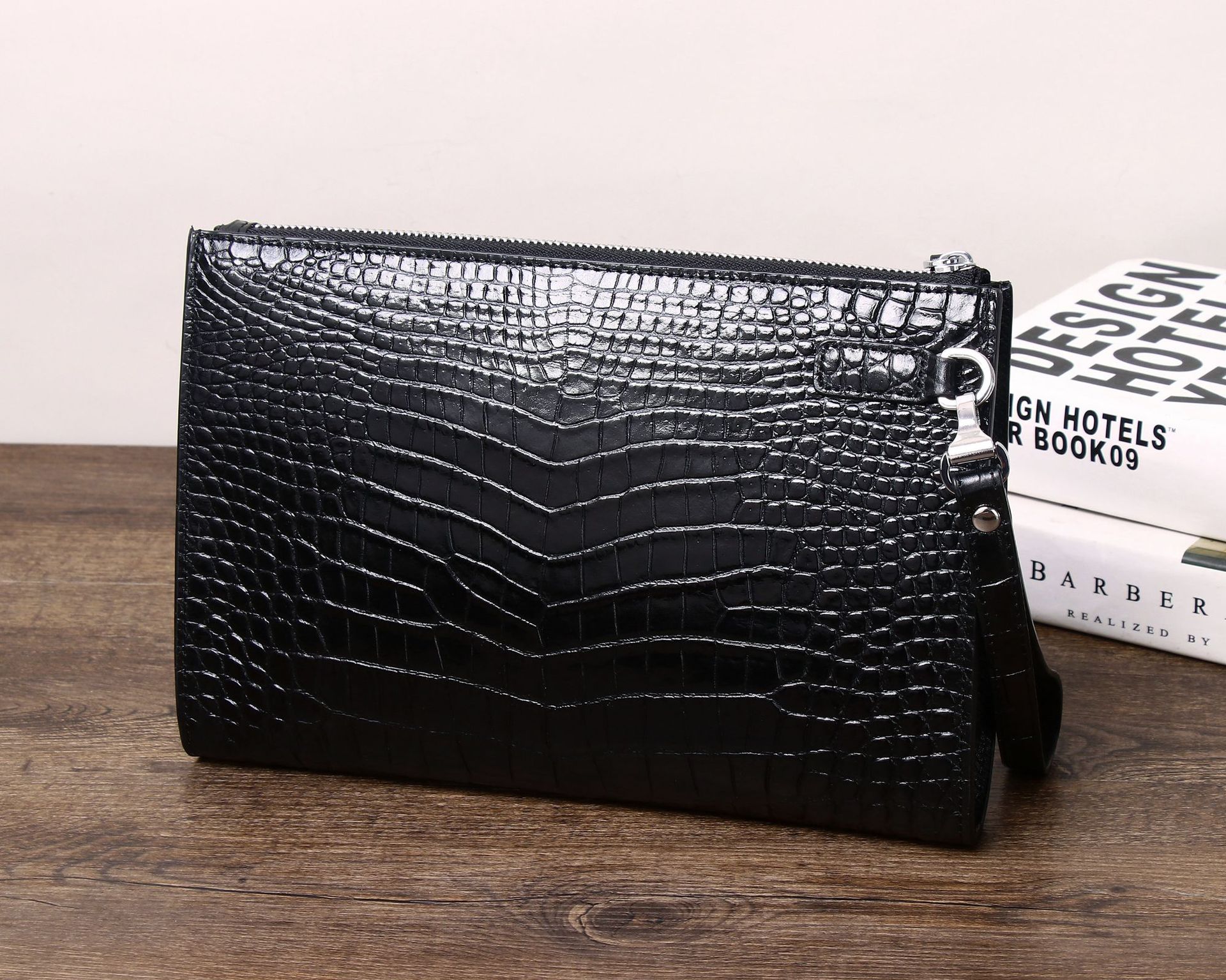 Túi clutch nam da bò vân da cá sấu phong bì công sở sang trọng chi tiết 2