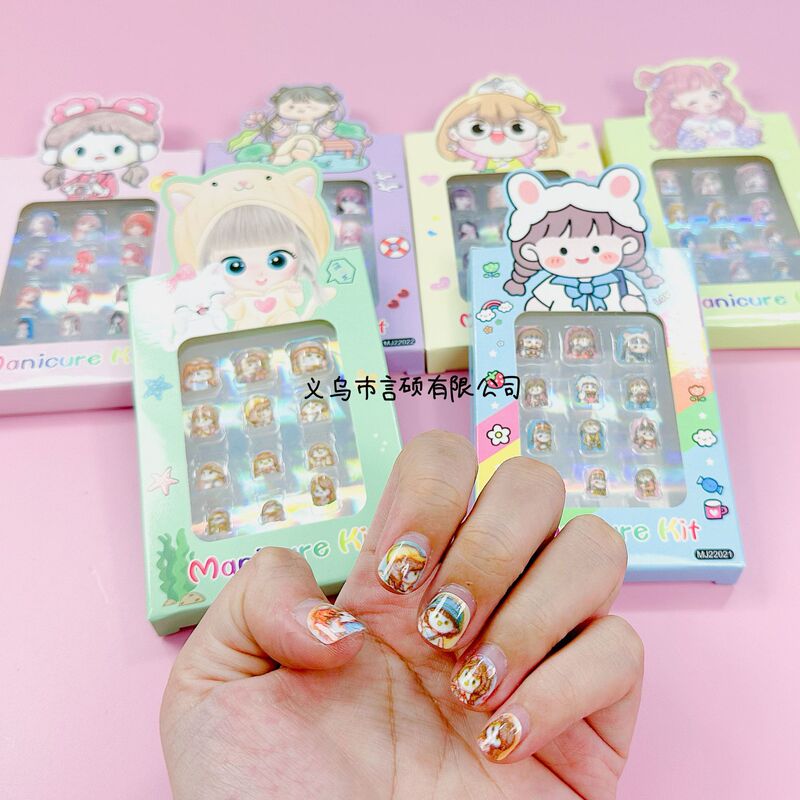 Colorful Three-dimensional Nail Art Internet Popular Cute Cartoon Girl Nail Sticker Little Girl Decoration Stall Sticker Children's Wear