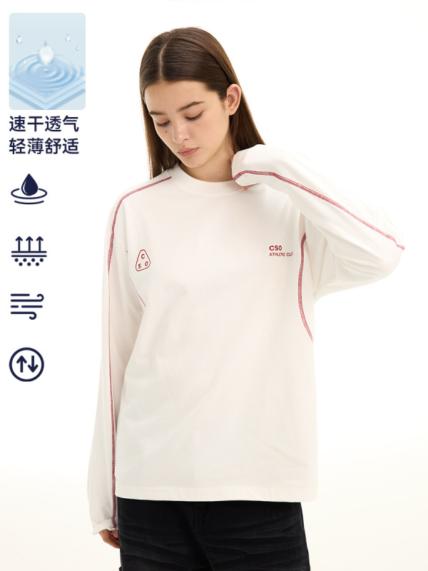 UNF 速干7A抗菌国潮印花宽松圆领日常运动情侣长袖t恤男女秋冬|undefined