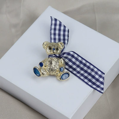 Antique brand re-engraved European antique super cute enamel bear brooch corsage cute retro niche (Yaxa sancaqları) - blue-ribbon