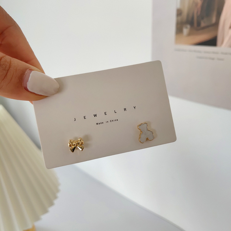 Simple Bear Bow Asymmetrical Stud Earrings Wholesale Nihaojewelry