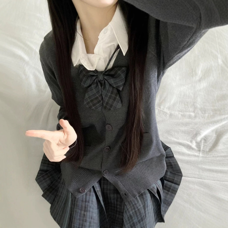 JK uniform college style skirt set, waist-cinching slimming shirt, pleated skirt, plus-size three-piece set, shirt and half skirt JK uniform college style skirt set, waist-cinching slimming shirt, pleated skirt, plus-size three-piece set, shirt and half skirt