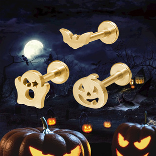 Halloween funny lip stud new stainless steel earrings pumpkin bat ghost earrings body piercing lip Accessories Wholesale