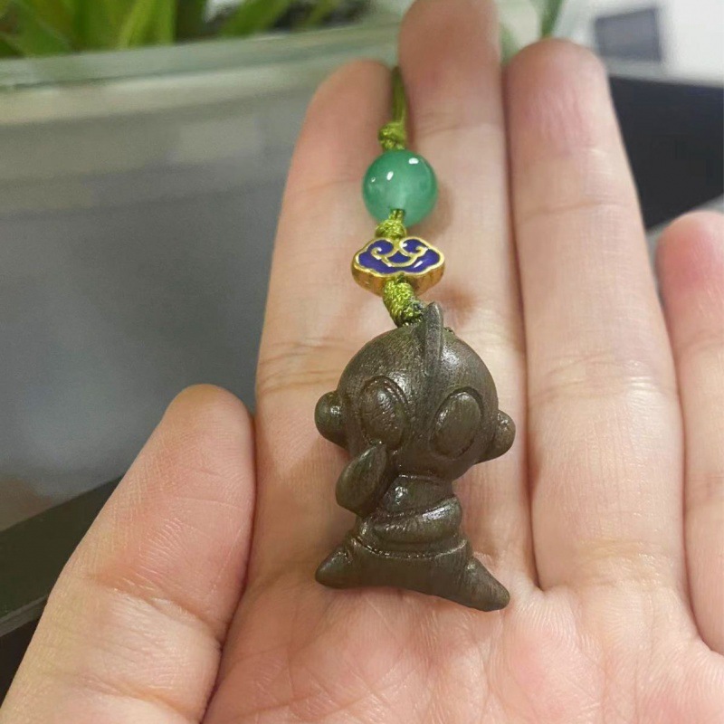 黑檀绿檀貔貅挂件钥匙扣圈DIY手机挂饰创意男女吊坠夜市地摊