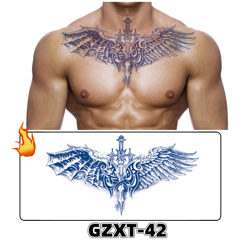 Pegatinas de tatuaje de jugo de pecho de flores pegatinas de tatuaje de hierbas de brazo grande de flores sudor impermeable media hoja alas de flores pegatinas de tatuaje al por mayor