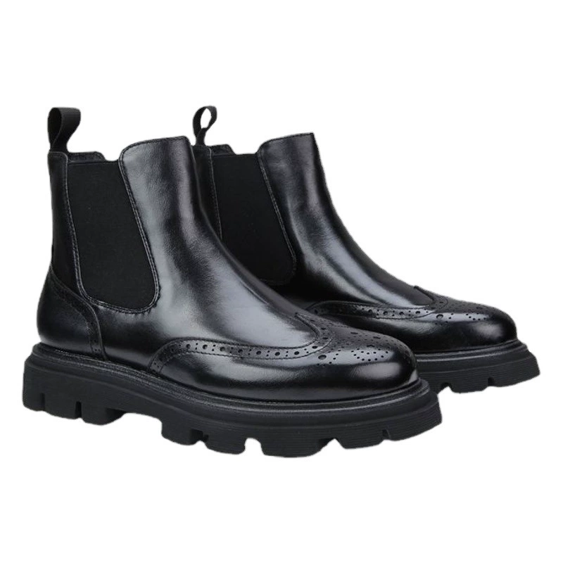 Ботинки Martin, мужские высокие ботинки из британских броги, толстая подошва, увеличивающие рост, осенние ботинки челси из натуральной кожи в стиле ретро