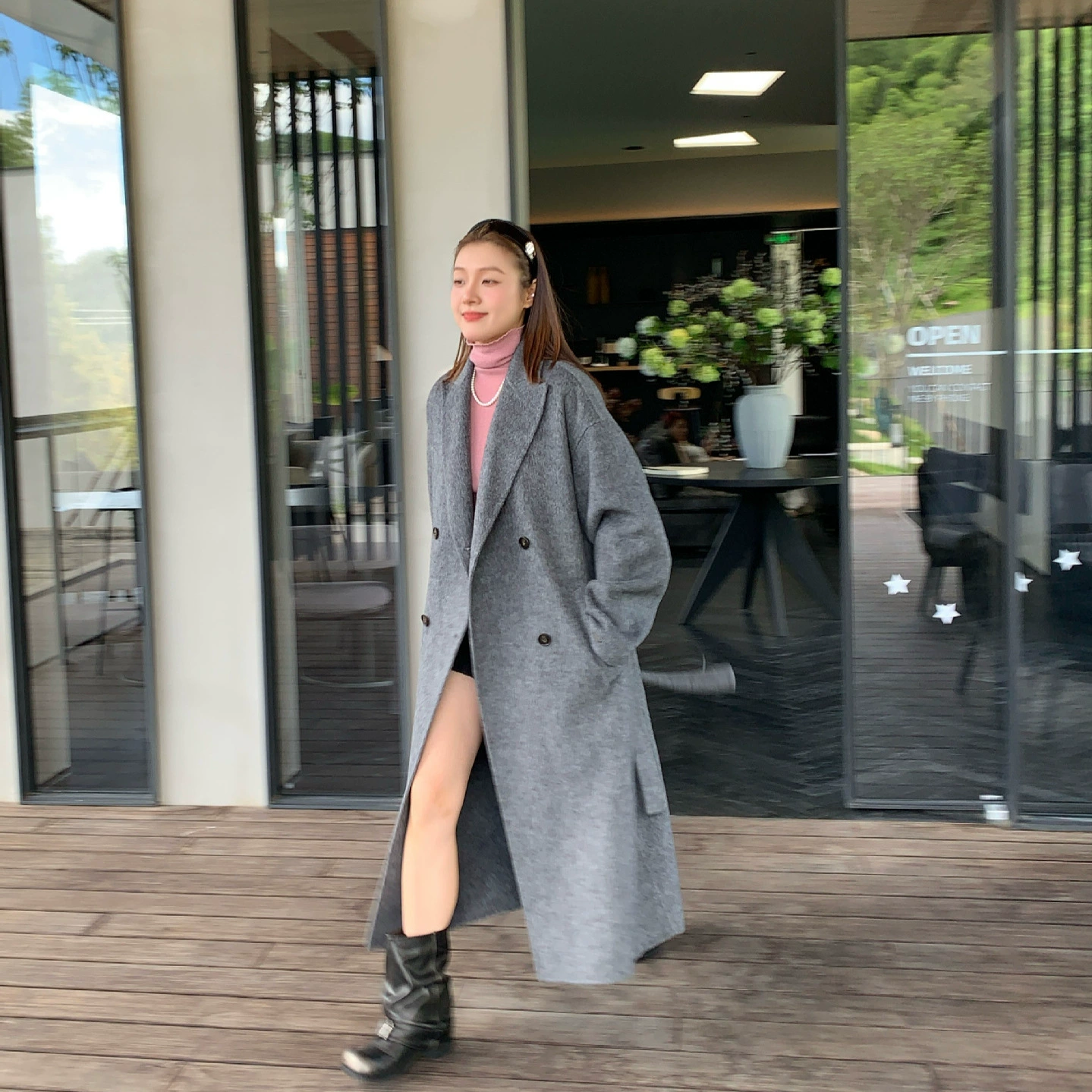 MM2980人生大衣明星同款双面100羊毛大衣戗驳领经典浴袍外套女冬