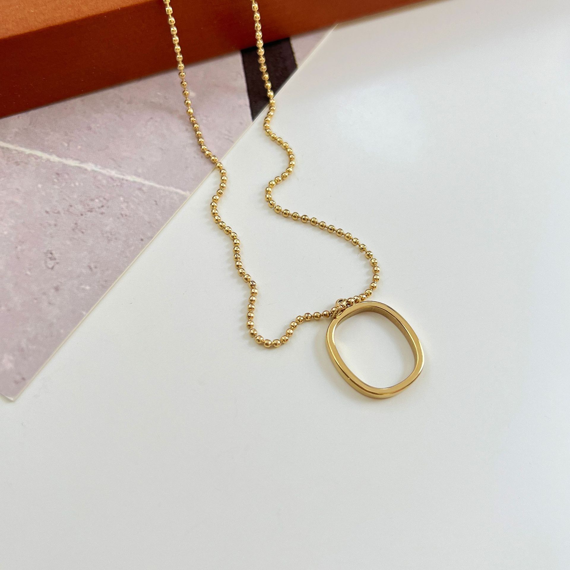 Women Simple Style Geometric Stainless Steel Necklace Plating Metal Chain Stainless Steel Necklaces_colorza_5