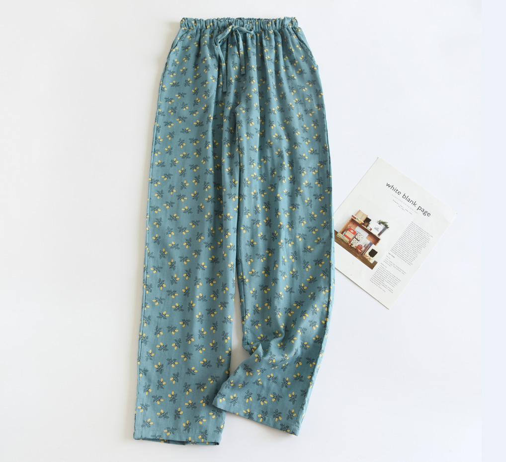 다크 블루 과일 거즈 파자마 바지