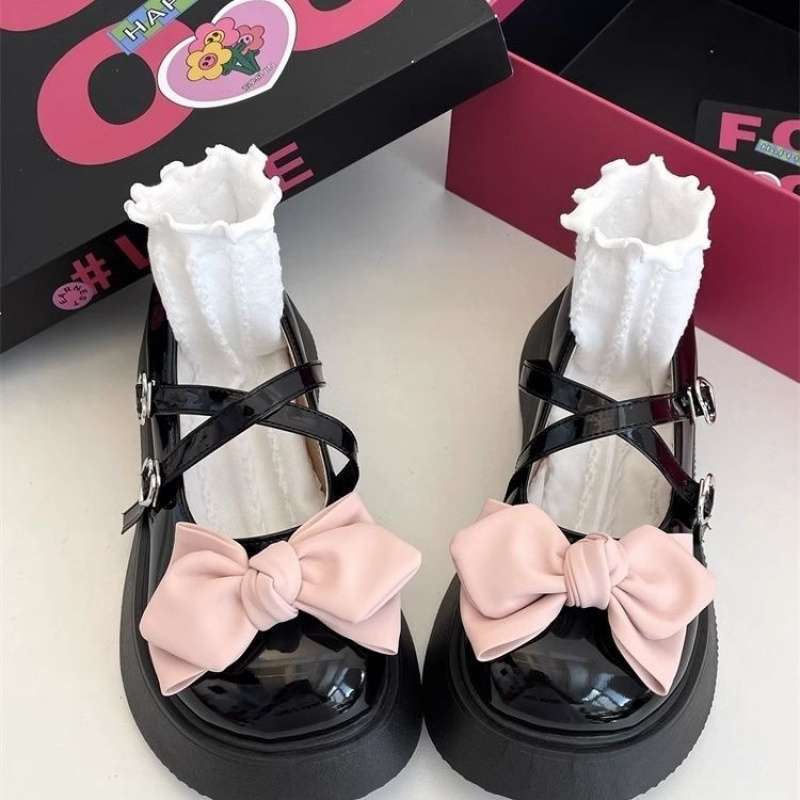 Jk Small Leather Shoes for Women, Japanese Cute Student Lolita Princess Loli Shoes to Match Skirts, Sweet and Cool Thick-Soled Large-Toe Shoes