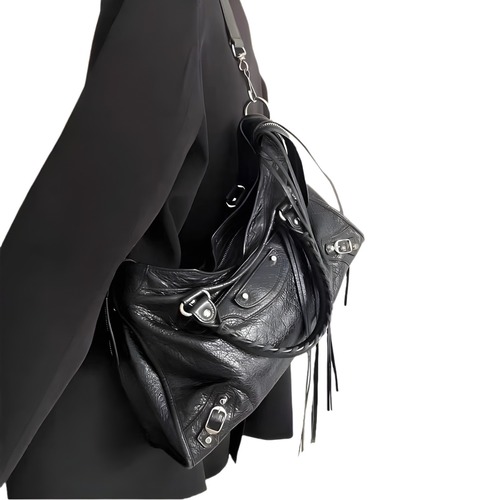 Paris Rivet Motorcycle Bag ABG Hot Girl Bag Street Style Large Capacity Shoulder Crossbody Handbag