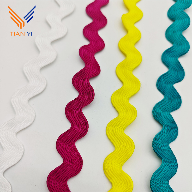 Cinturón de borde curvo tejido patrón ondulado correas cortinas almohada decoración de mochila Lolita Hanfu encaje en forma de S accesorios