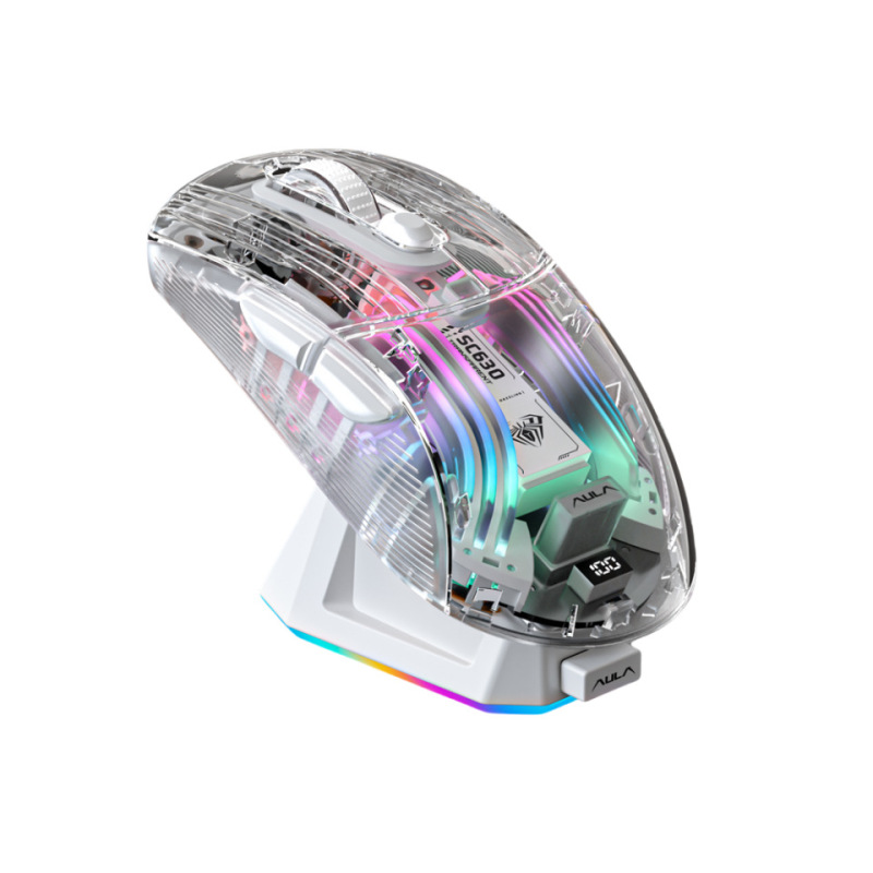 Wolf Spider SC630 ワイヤレス 3 モード ゲーミング マウス、充電ベース付き、オフィス ゲーム ノートブック、ユニバーサル透明|undefined