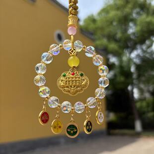 Hangzhou Lingyin Car Hangs Five-way God of Wealth Colorful Glaze Abacus Ping An Nafu Car Decoration Exquisite Pendant Wufu Duobao