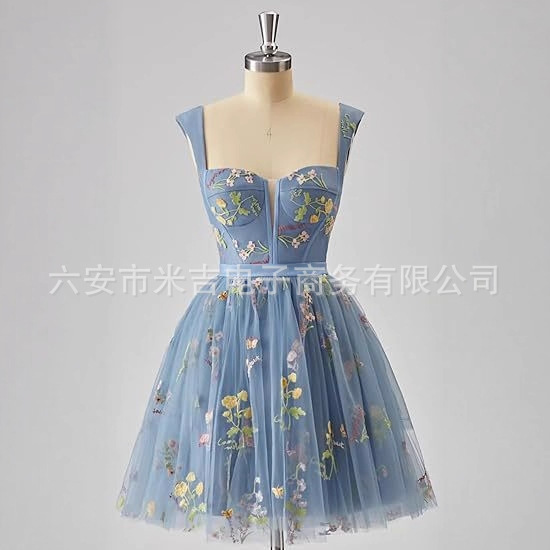 European and American Style Short Homecoming Suspender Host Dress 2025 New Tulle Prom Dress Party Dress