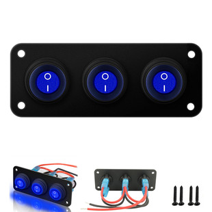 3 position cat eye small switch panel LED lighting switch blue LED circuit breaker car rocker panel