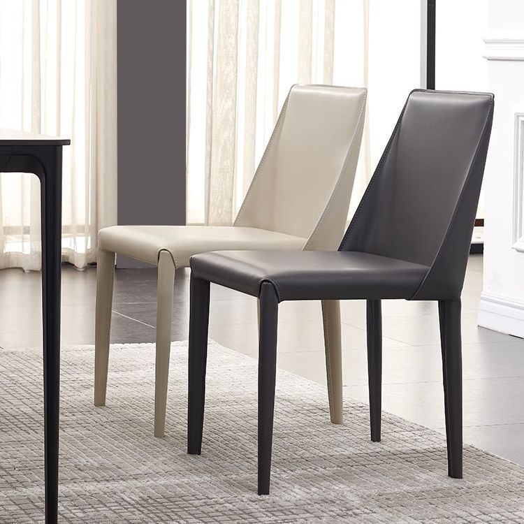 设计师TJKMLBF-1法式奶油风马鞍皮餐椅家用现代简约靠背餐桌椅设