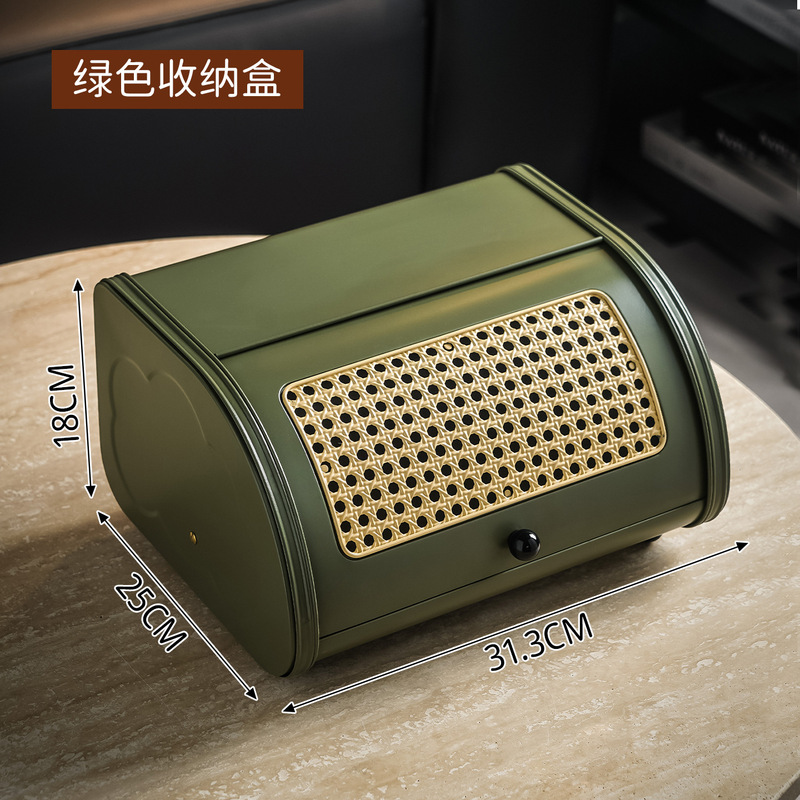 复古风编织化妆品箱家用客厅茶具收纳好物多用途首饰化妆品收纳盒|undefined