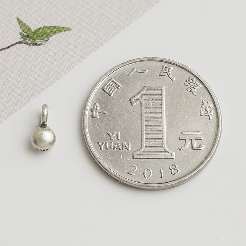 S925 スターリングシルバーレトロフラットラウンドビーズペンダント DIY ビーズロープブレスレットネックレスボールペンダントジュエリーアクセサリー|undefined
