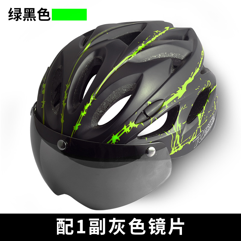 Casco de bicicleta con gafas integradas moldeo casco de equitación hombres y mujeres casco de bicicleta de montaña equipo de conducción