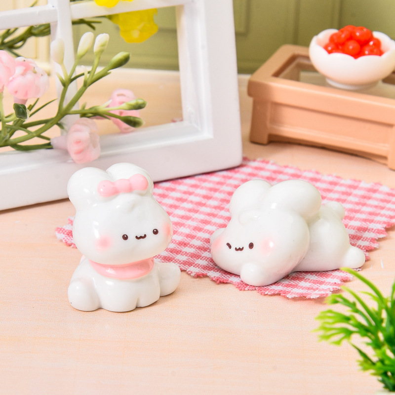 创意可爱小兔子萌粒公仔树脂配件 娃娃屋diy装饰品手工桌面小摆件|undefined