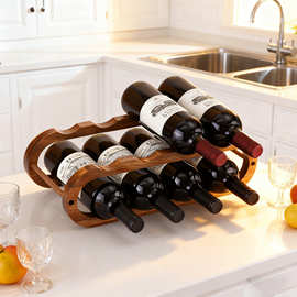 木质红酒架水瓶收纳架家用厨房橱柜台面置物架红酒多层托架展示架