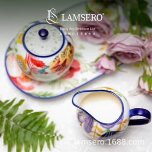 Lanxisha Garden Sugar Milk Jug Tray Set Afternoon Tea Set High Temperature Glazed Ceramic Coffee Set