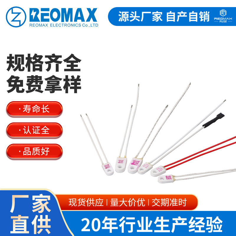 工厂货源 陶瓷带孔温度保险丝 10A185度 方块温度保险丝家用电器