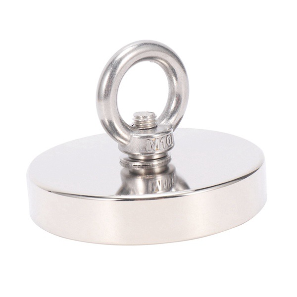 N52 M10 380Kg 钕铁硼打捞防撞吸铁石圆形磁铁吊环