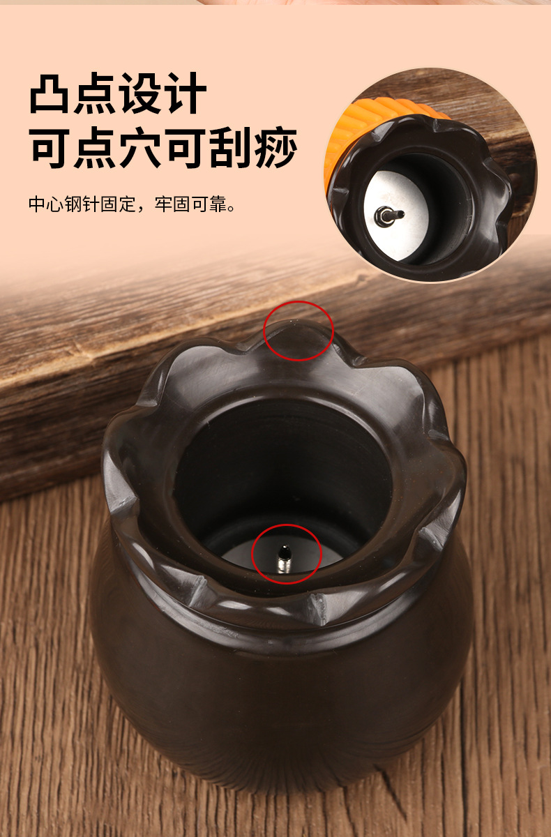 Bian Stone Moxibustion Jar with Lotus Rim Anti-Scald Design Gua Sha Cup Home Warming Therapy Set key features