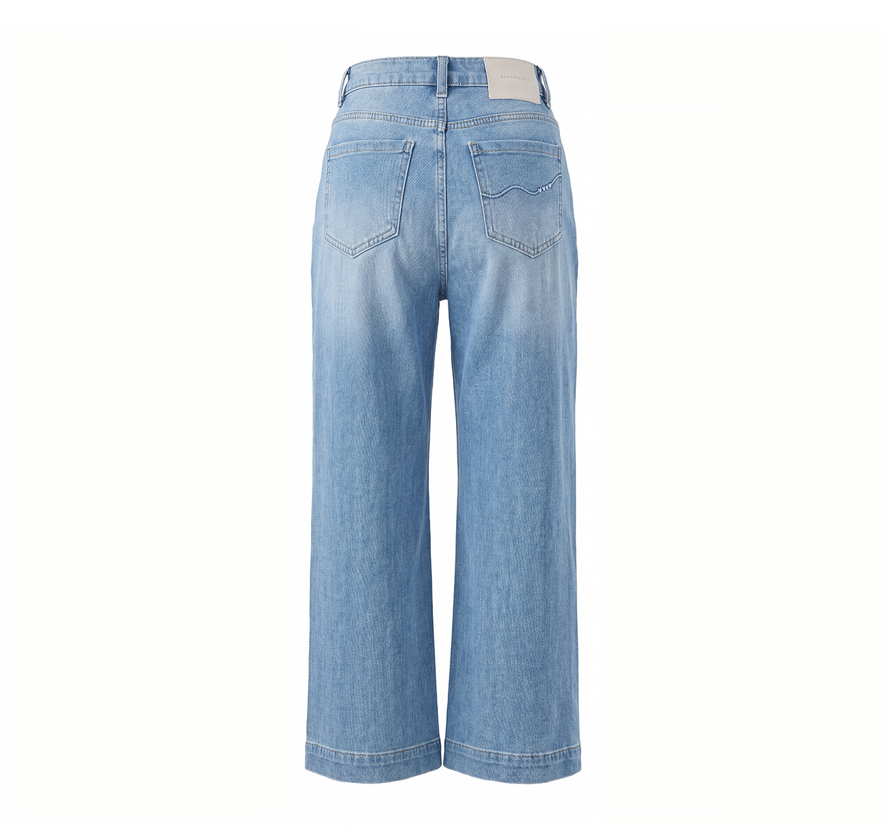 Quần jean nữ cạp cao ống rộng chất liệu cotton pha sợi co giãn mềm mại — xanh lam chi tiết 27