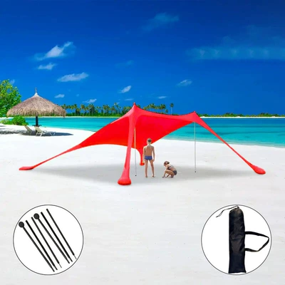 Cool Lycra Four-sided Elastic — Avtomobil yan çətirləri - new-style-red-2-iron-rods-200160150cm