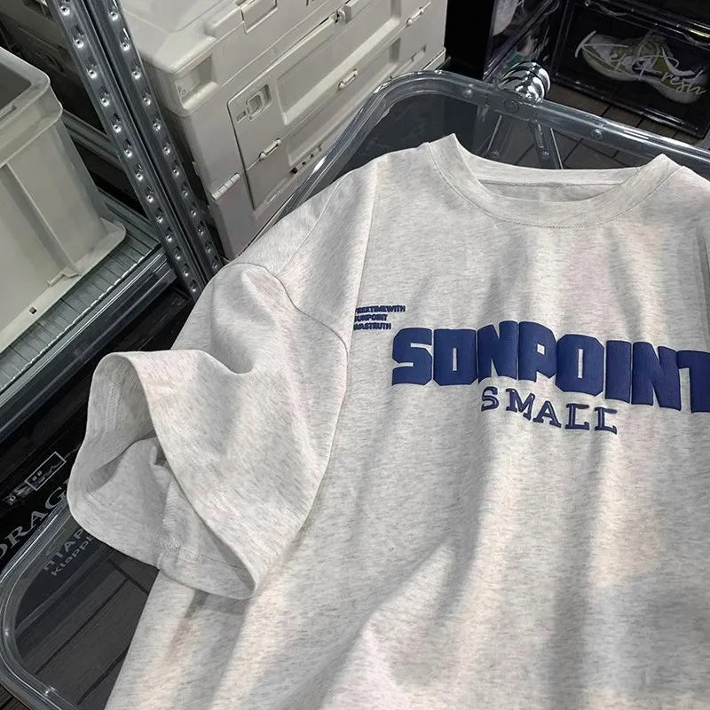 220g Summer American Style Retro High Street Fashion Brand Casual Pure Cotton Heavy All-match Short Sleeve T-shirt Men's Half Sleeve Top Women