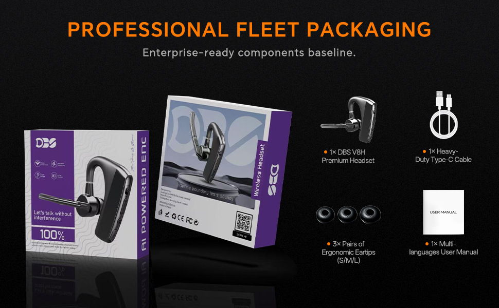 Cross-border hands-free AI call noise-canceling Bluetooth headset for truck drivers, ear-mounted, long battery life, one-to-two connection