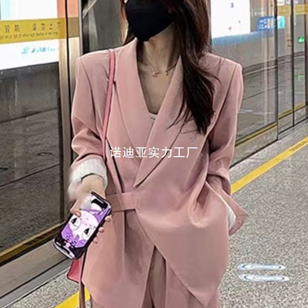 大码西装套装气质休闲早秋小众直筒性感法式职业装春秋款两件套