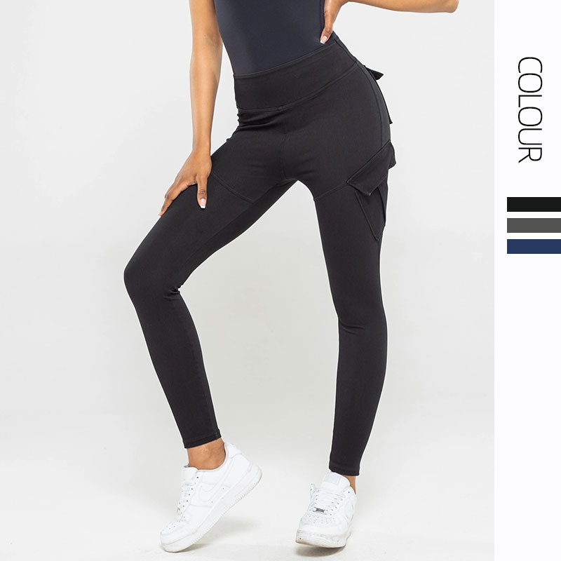 Cruz-frontera exclusivo multi-Bolsillo yoga Denim fitness pantalones mujeres de la cadera plisada crisantemo apretado desgaste exterior trajes Casuales