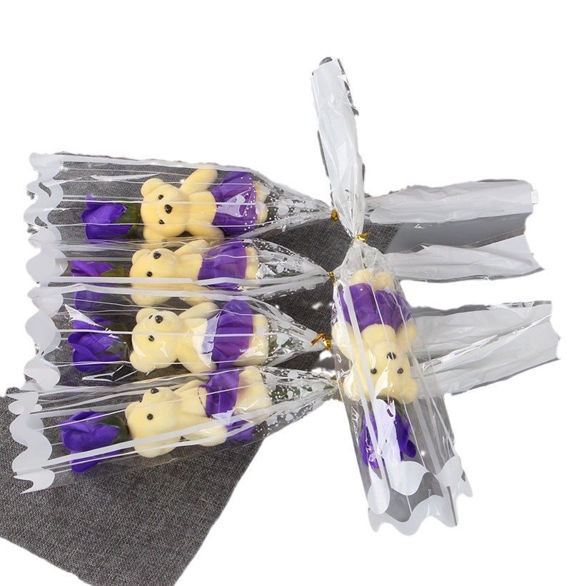 Fabricantes transfronterizos Regalos del día de la madre Flor de jabón de oso único Ramo de rosas de flores artificiales Actividades Empujar pequeños regalos
